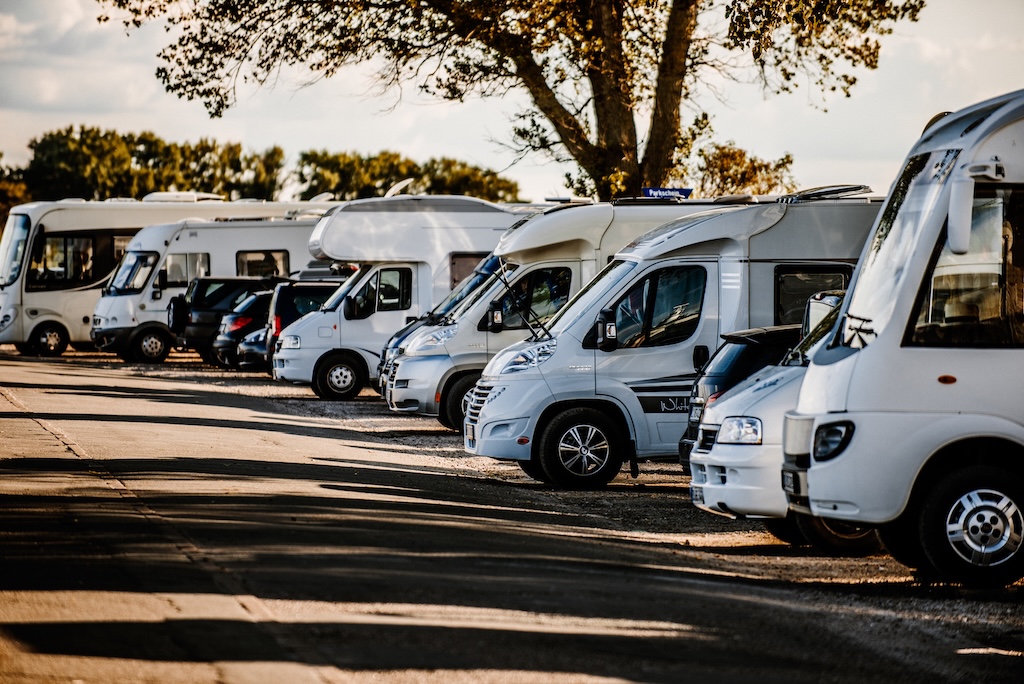 a row of RVs